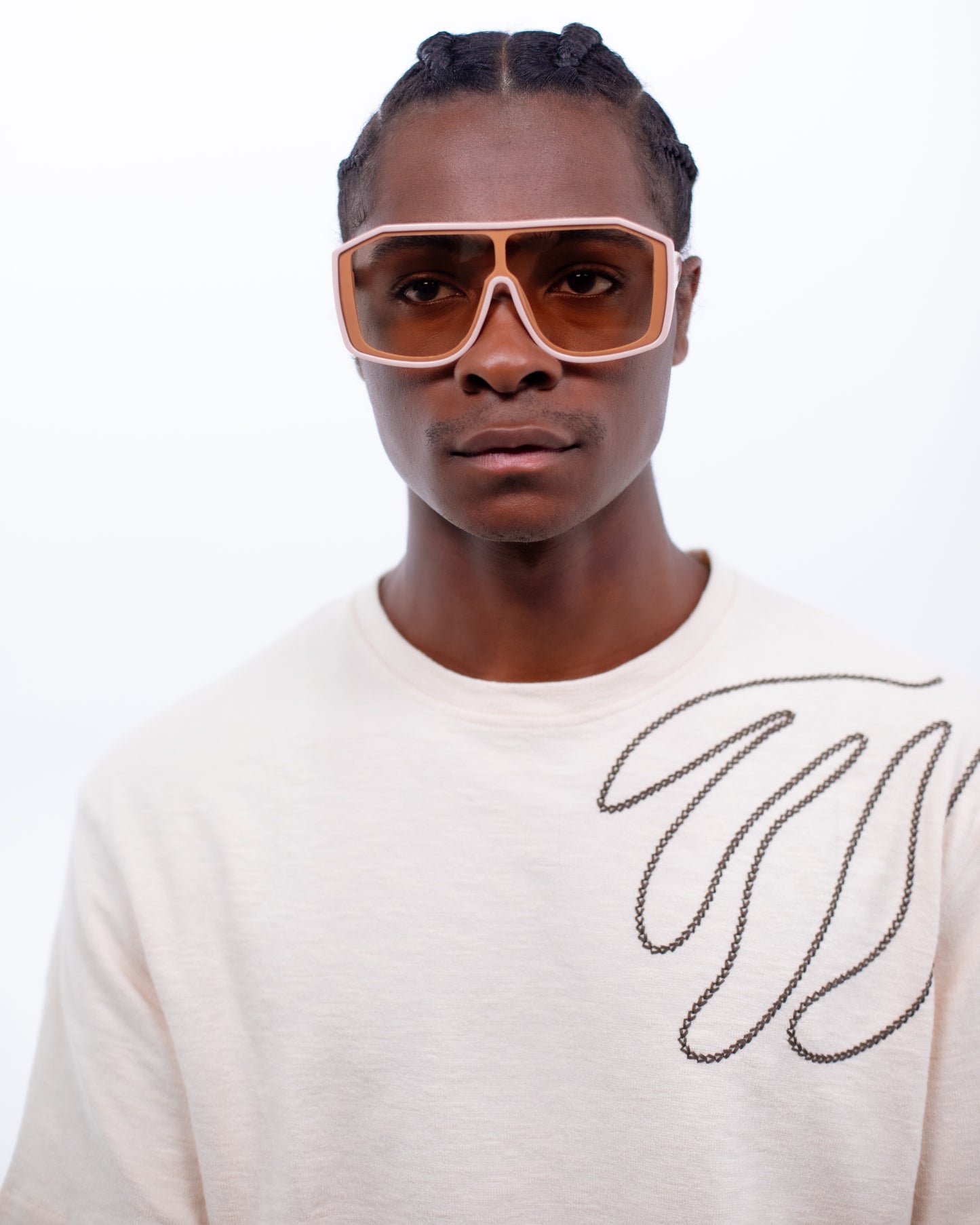 Pygmy - Square Statement Sunglasses - Black & Beige
