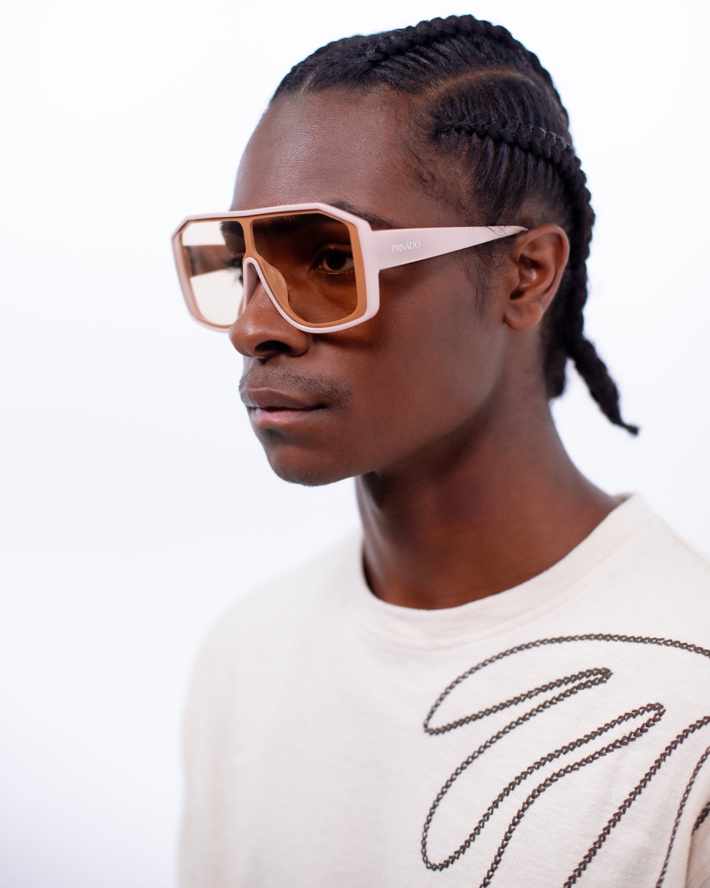 Pygmy - Square Statement Sunglasses - Black & Beige