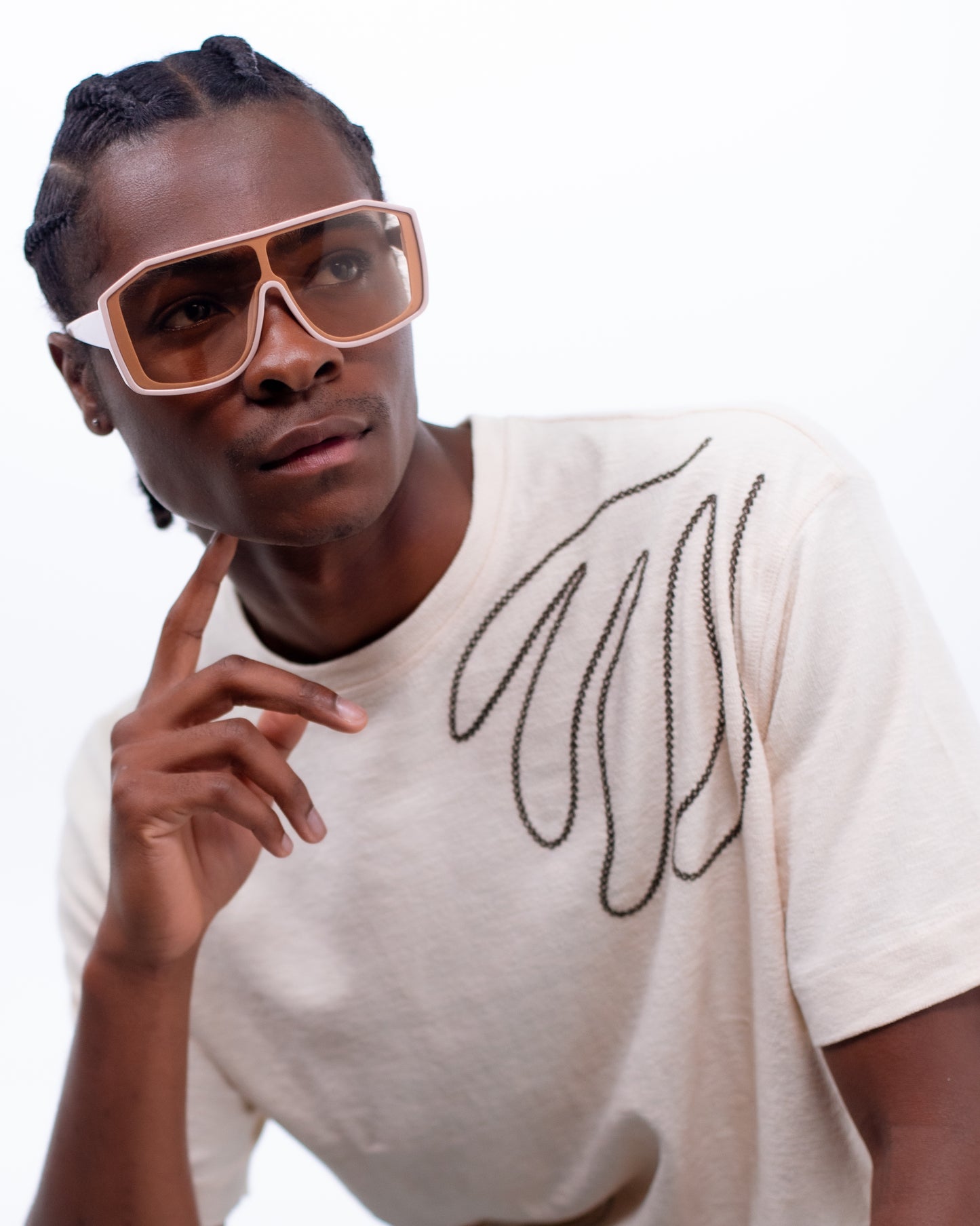 Pygmy - Square Statement Sunglasses - Black & Beige