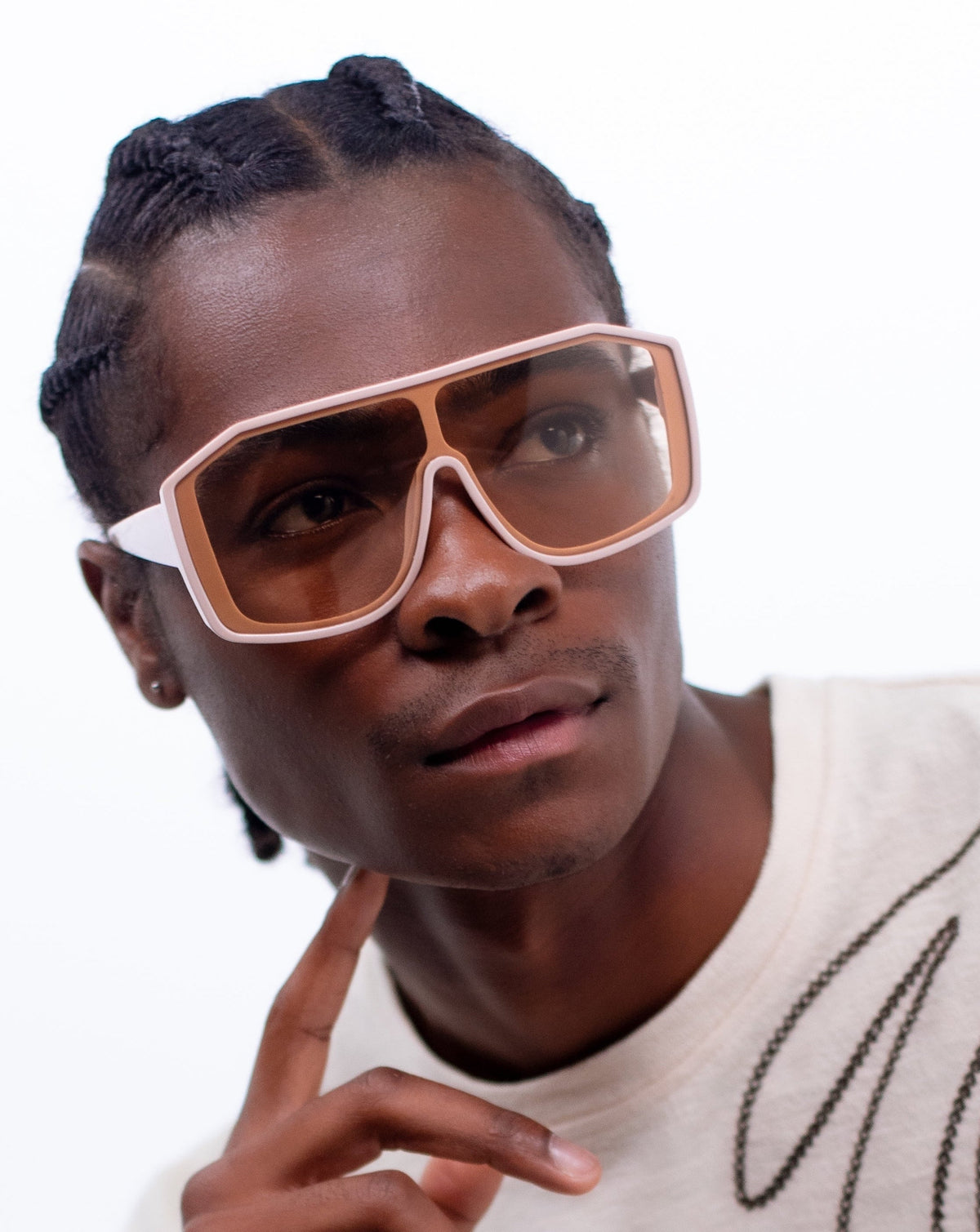 Pygmy - Square Statement Sunglasses - Black & Beige