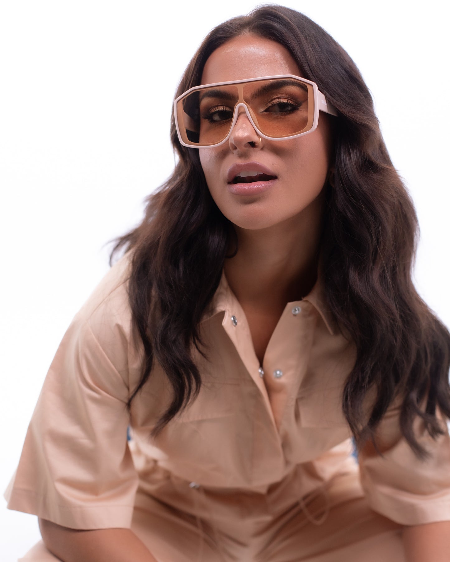 Pygmy - Square Statement Sunglasses - Black & Beige