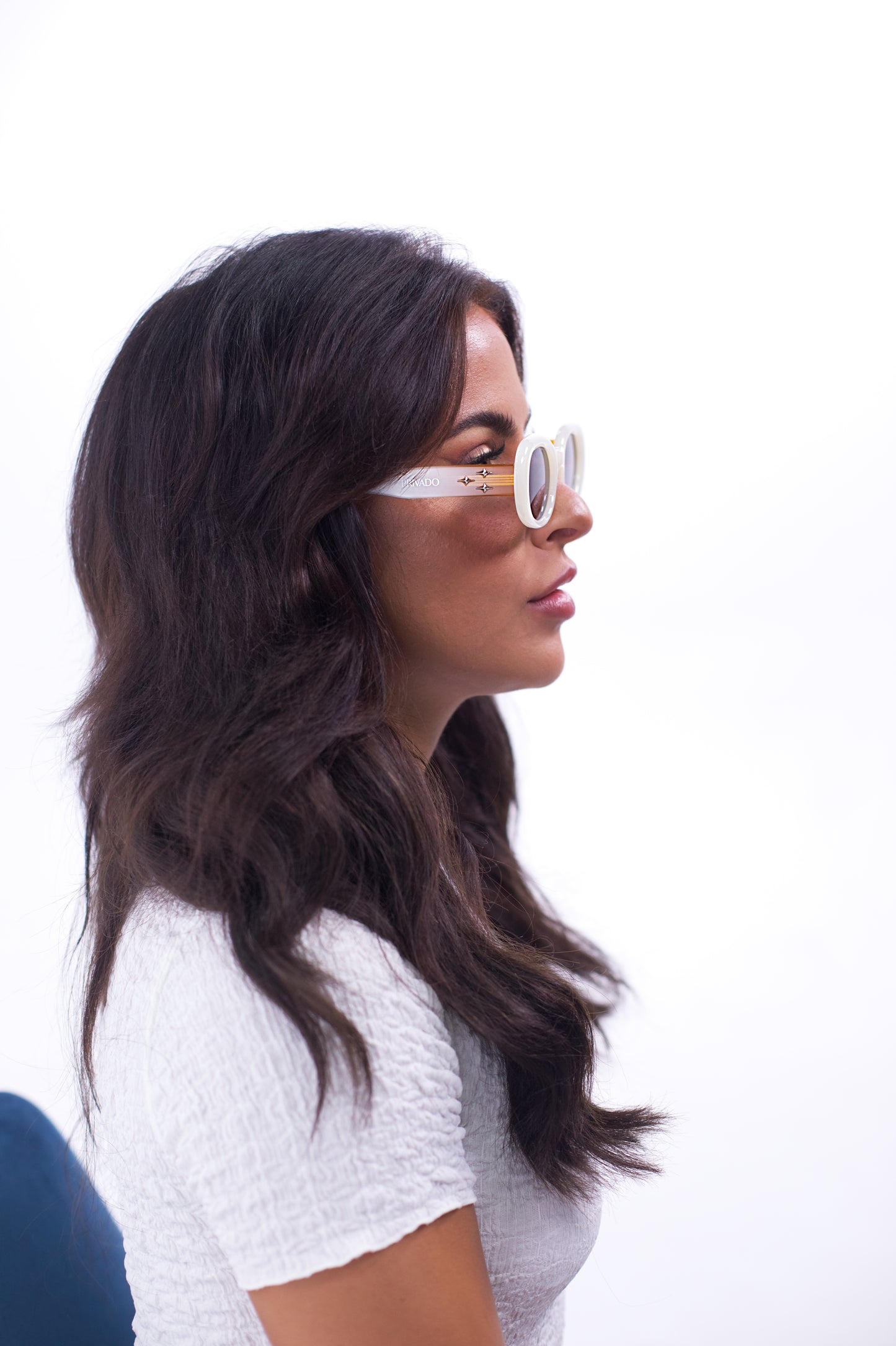 Asio - Designer Oval Sunglasses - Black & Snowy White