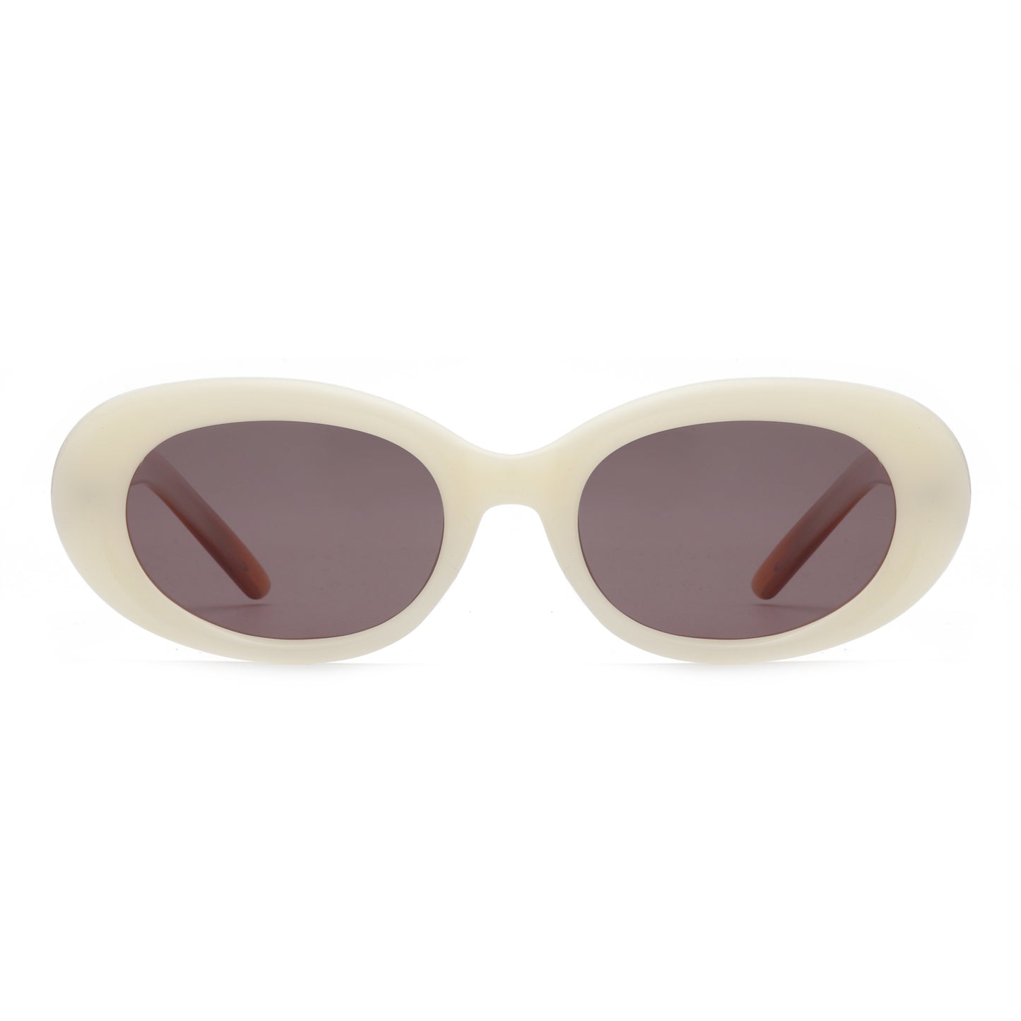 Asio - Designer Oval Sunglasses - Black & Snowy White