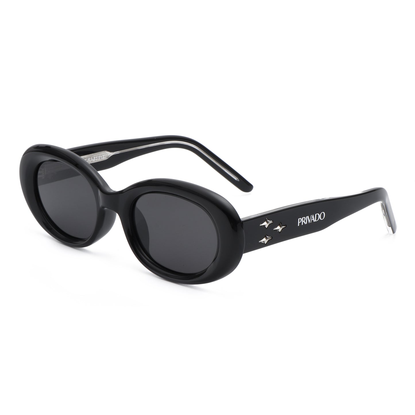 Asio - Designer Oval Sunglasses - Black & Snowy White