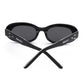 Asio - Designer Oval Sunglasses - Black & Snowy White