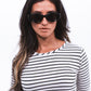 Asio - Designer Oval Sunglasses - Black & Snowy White