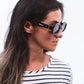 Asio - Designer Oval Sunglasses - Black & Snowy White