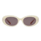 Asio - Designer Oval Sunglasses - Black & Snowy White