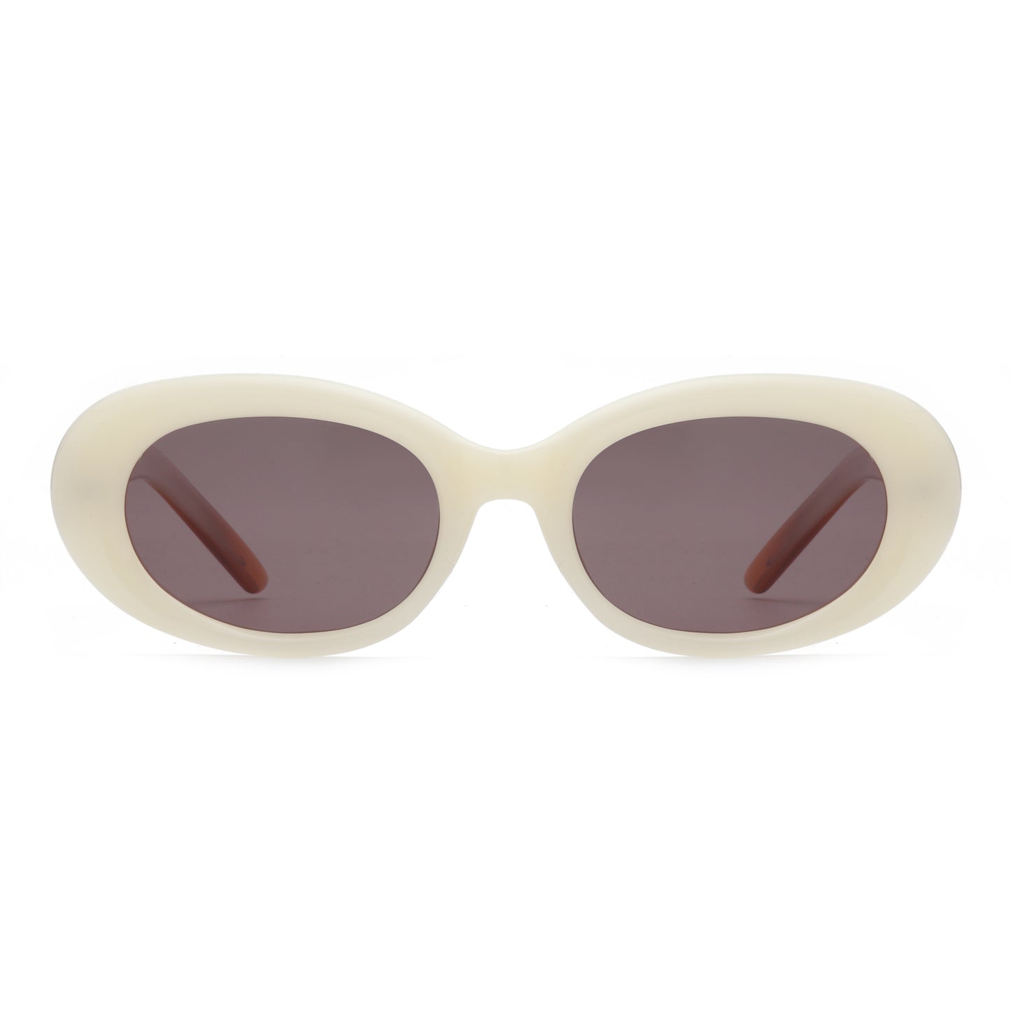 Asio - Designer Oval Sunglasses - Black & Snowy White