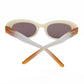 Asio - Designer Oval Sunglasses - Black & Snowy White