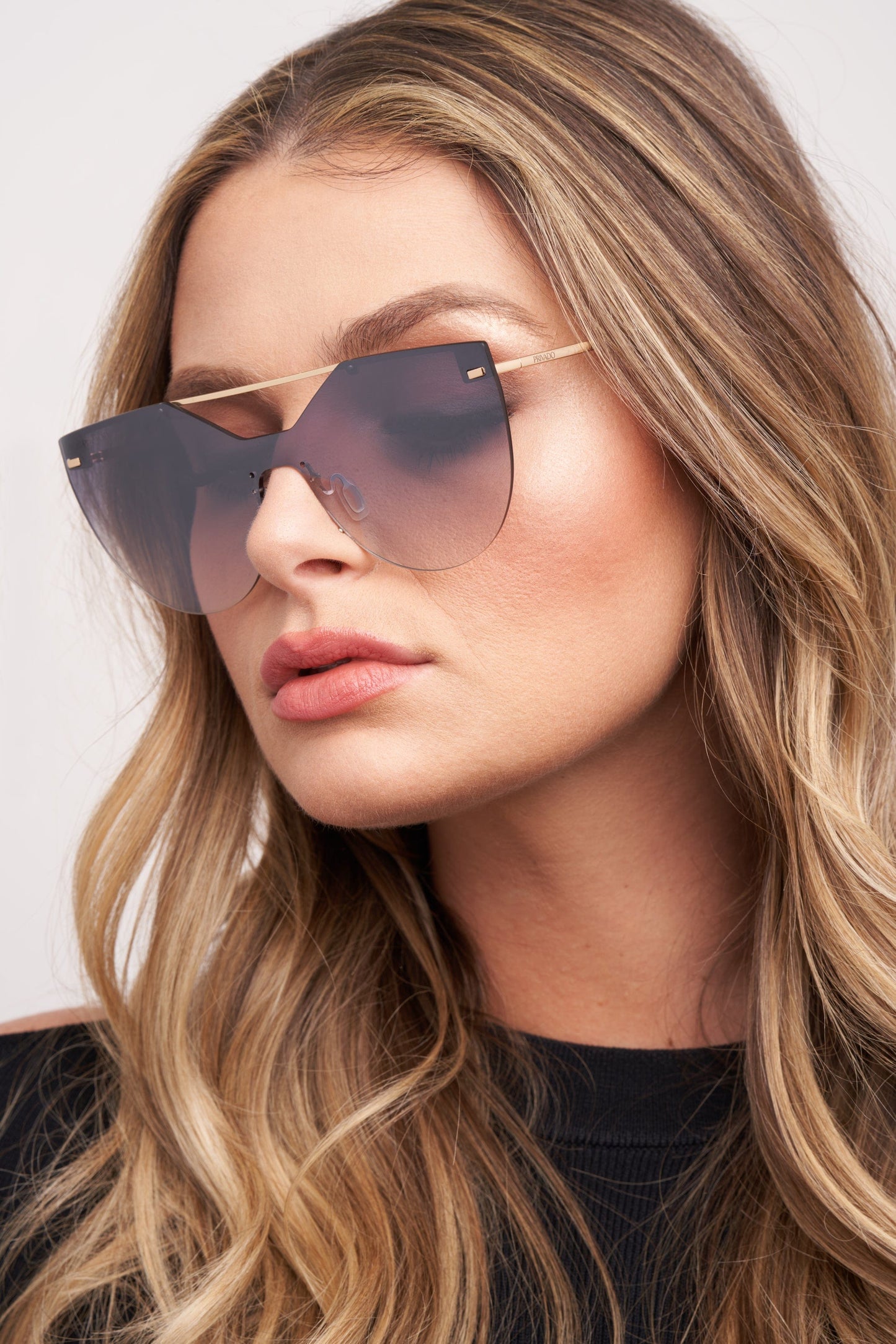 Strix - Rimless Gradient Aviator Sunglasses - Gold & Gunmetal